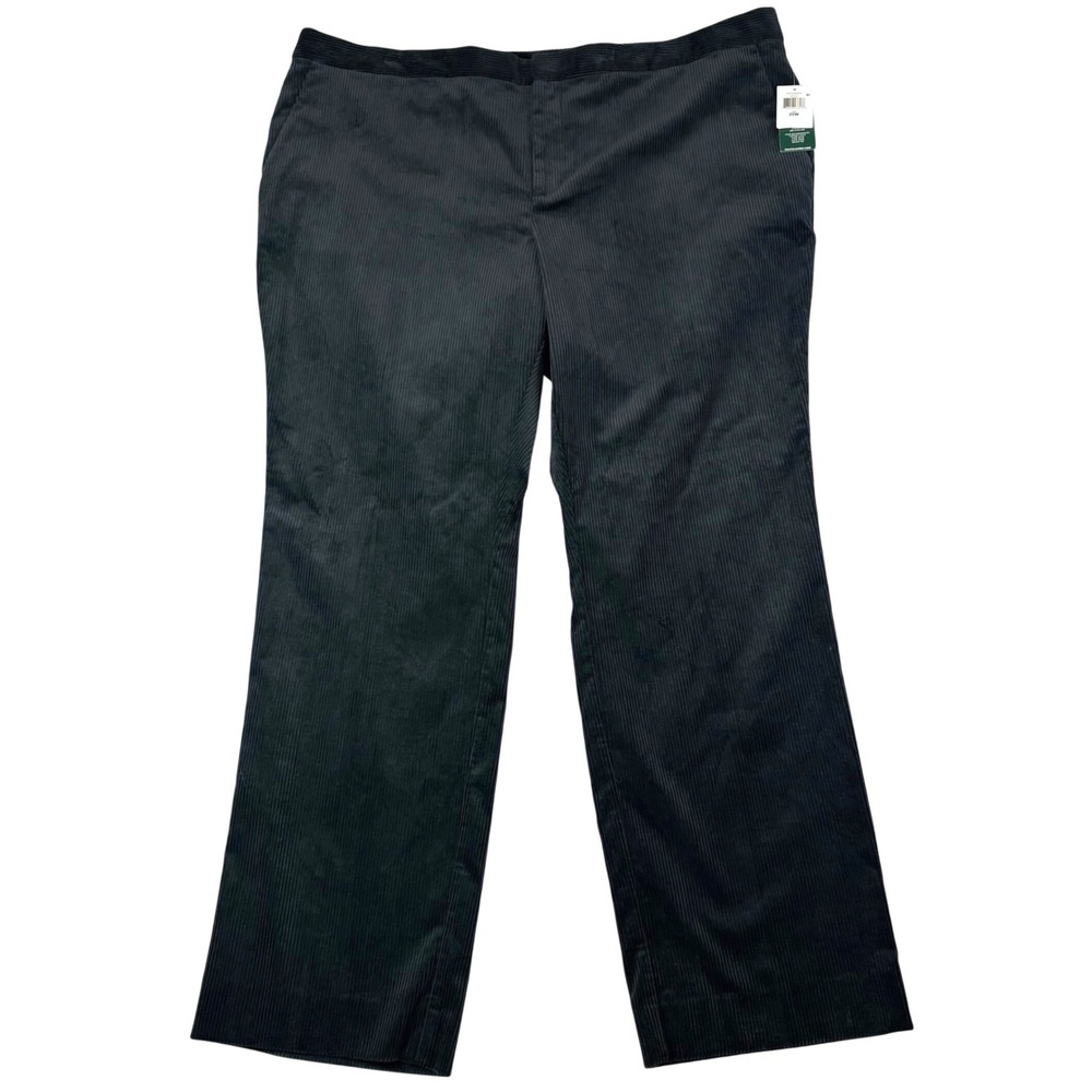 Lauren Ralph Lauren 22W Black Corduroy Straight Leg Pants Plus Size Classic New